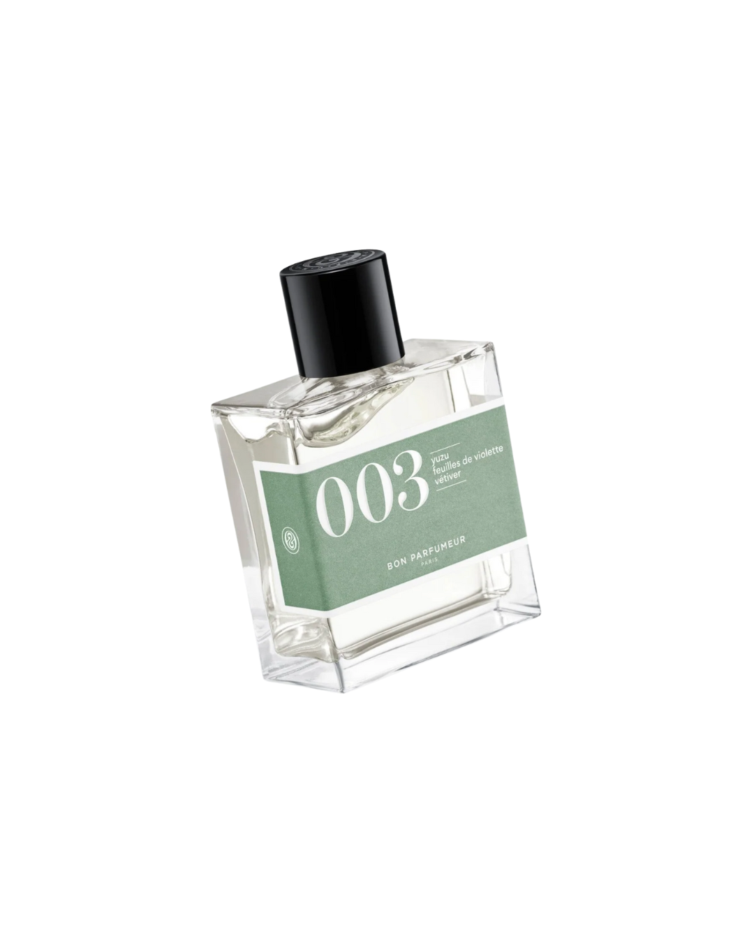 Eau de parfum Bon Parfumeur 003 – Yuzu, Feuilles de Violette et Vétiver, flacon 30 ml, parfum frais et moderne aux agrumes.