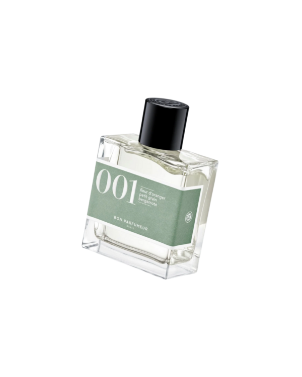 Eau de parfum Bon Parfumeur 001 – Fleur d’Oranger, Petit Grain et Bergamote, flacon 30 ml, cologne florale douce et intemporelle.