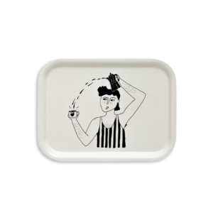 Plateau en bois Vic and his Bialetti avec illustration Helen b – 20x27 cm, fabriqué en Europe