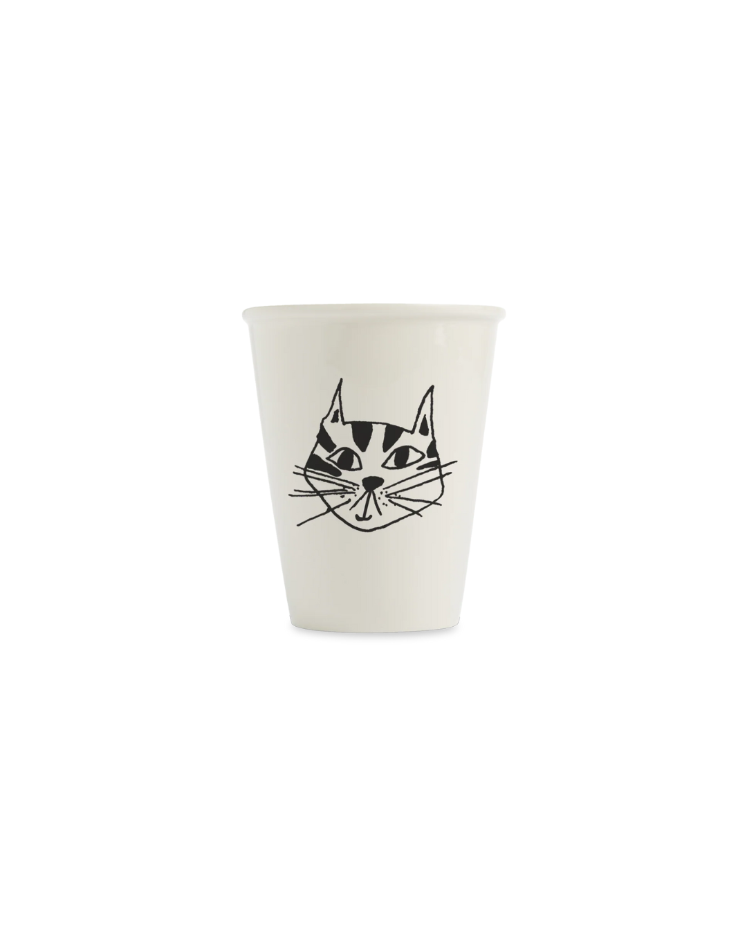 Tasse Beker en porcelaine, dessin noir sur fond blanc cassé – faite main, design Helen b