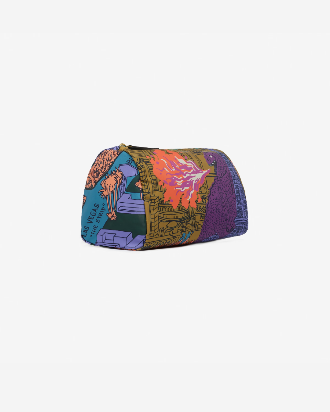 Trousse S Vegas Violet Inouï Éditions, 22,5x14x11,5 cm, polyester et cuir de bovin