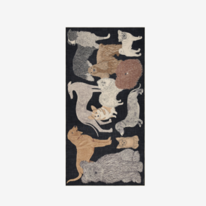 Écharpe 100 Toutou Noir Inouï Éditions – 100 % laine, 100x190 cm, imprimée à la main en Inde