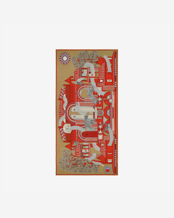 Écharpe 100 Nicolas Rouge Inouï Éditions – foulard 100 % laine, 100x190 cm, imprimé à la main en Inde