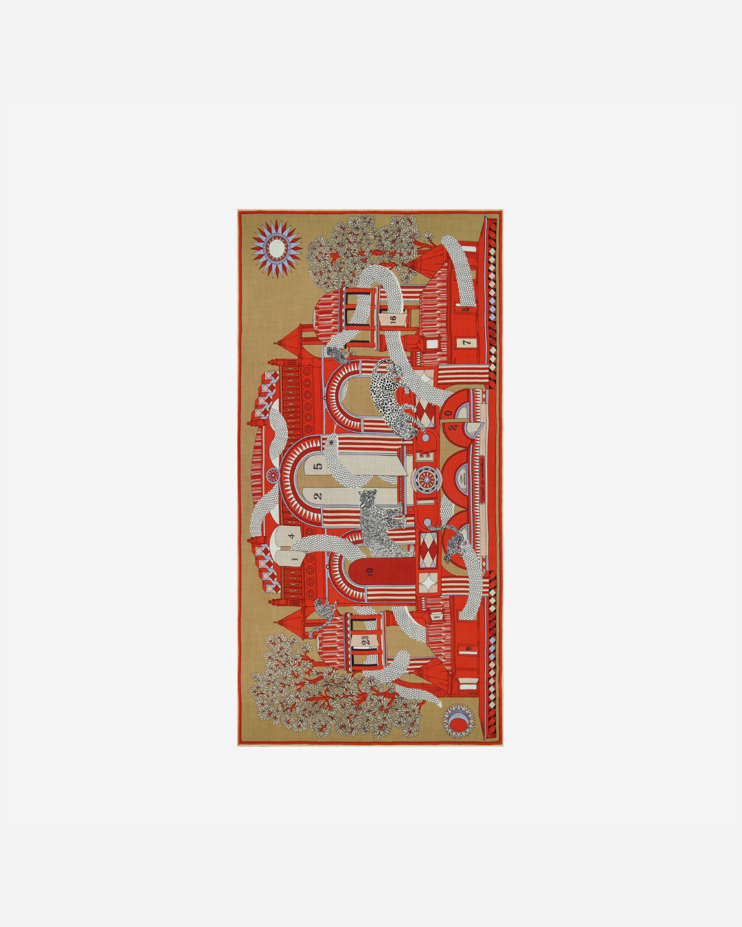 Écharpe 100 Nicolas Rouge Inouï Éditions – foulard 100 % laine, 100x190 cm, imprimé à la main en Inde