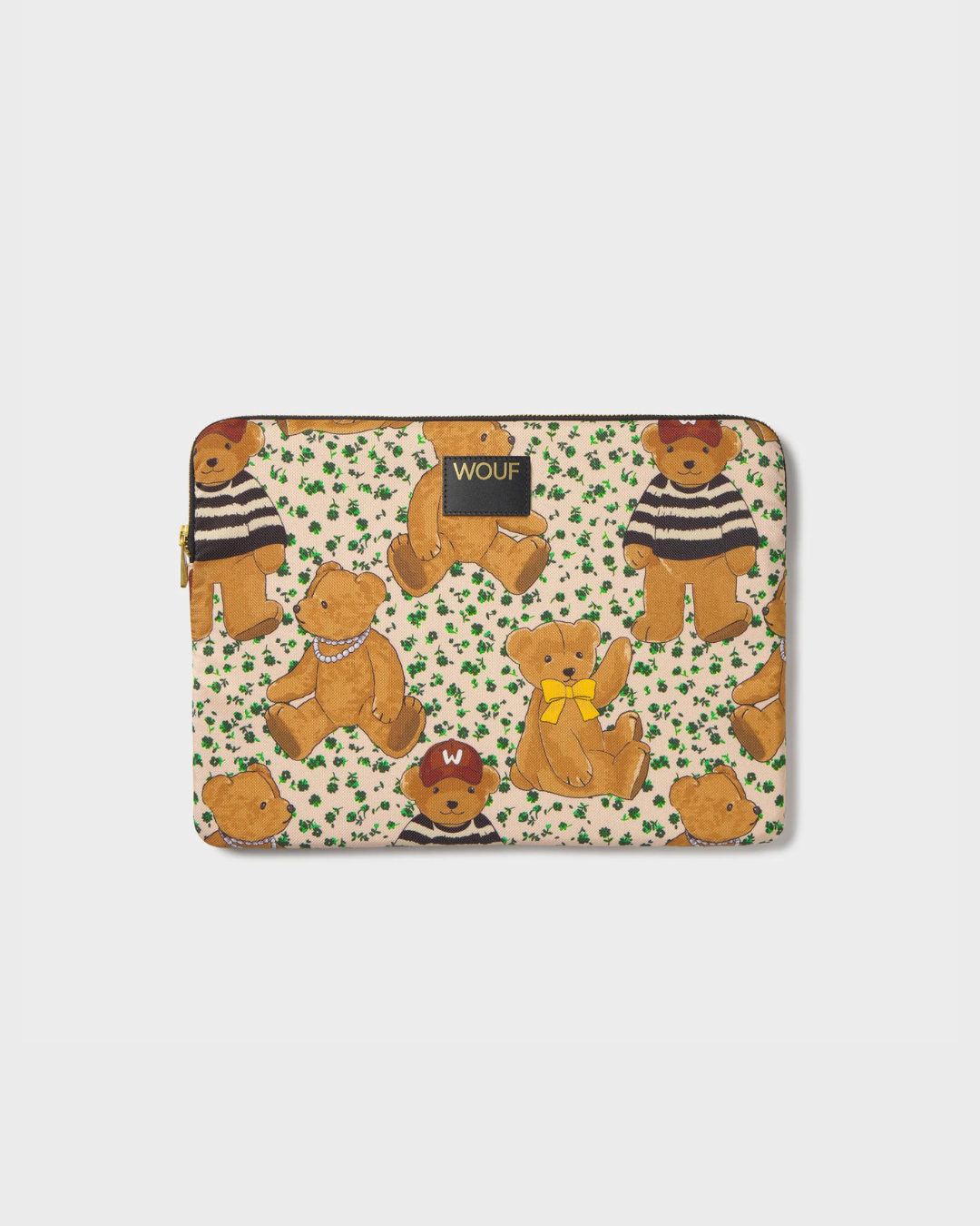 Pochette d’ordinateur Cute oursons, housse 13-14 pouces en tissu recyclé, écologique, rembourrée et déperlante.