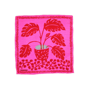 Mini foulard en soie Arum fuschia Les Belles Vagabondes, accessoire de mode élégant et polyvalent, dessiné en France et imprimé en Inde.