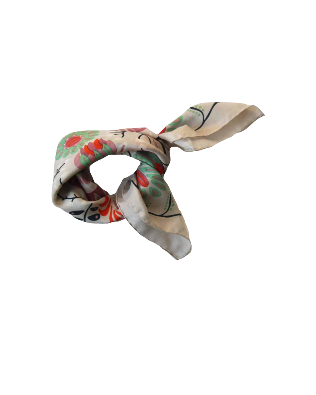 Mini foulard en soie Les Belles Vagabondes, accessoire chic et polyvalent, dessiné à la main en France et imprimé artisanalement en Inde.