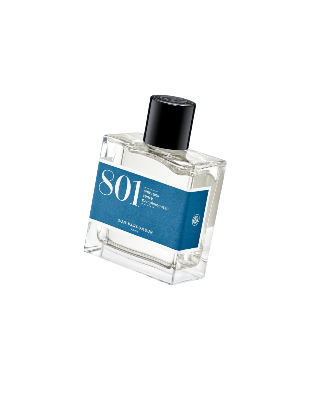 Eau de parfum Bon Parfumeur 801 – Embruns, Cèdre et Pamplemousse, flacon 30 ml, parfum aquatique frais et estival.