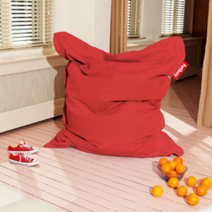 Pouf Fatboy Original Canvas Merlot Rouge en coton stonewashed, confortable, hydrofuge et anti-salissures