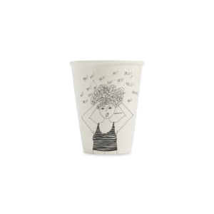 Tasse Beker en porcelaine, dessin noir sur fond blanc cassé – faite main, design Helen b
