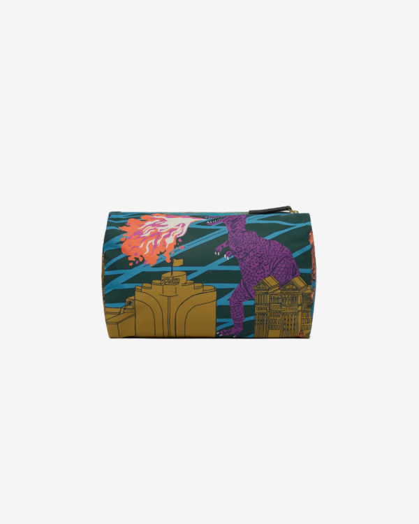Trousse M Vegas Violet Inouï Éditions, 30x17x12 cm, polyester et cuir de bovin