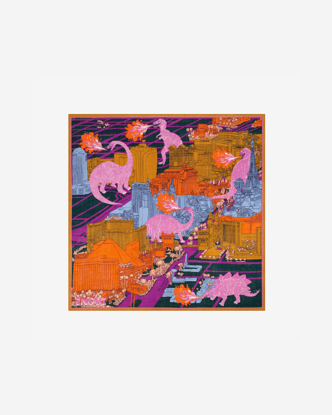 Carré 130 Vegas Violet Inouï Éditions – foulard 100 % laine 130x130 cm fabriqué en Inde