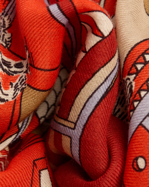 Écharpe 100 Nicolas Rouge Inouï Éditions – foulard 100 % laine, 100x190 cm, imprimé à la main en Inde