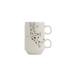 Mugs empilables set de 2 Miau en porcelaine, illustration Helen b – design belge, coffret cadeau