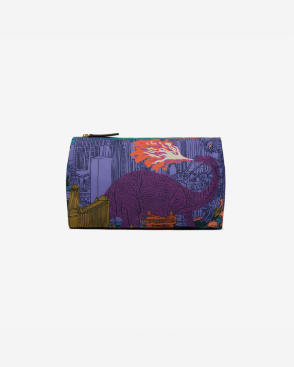 Trousse M Vegas Violet Inouï Éditions, 30x17x12 cm, polyester et cuir de bovin