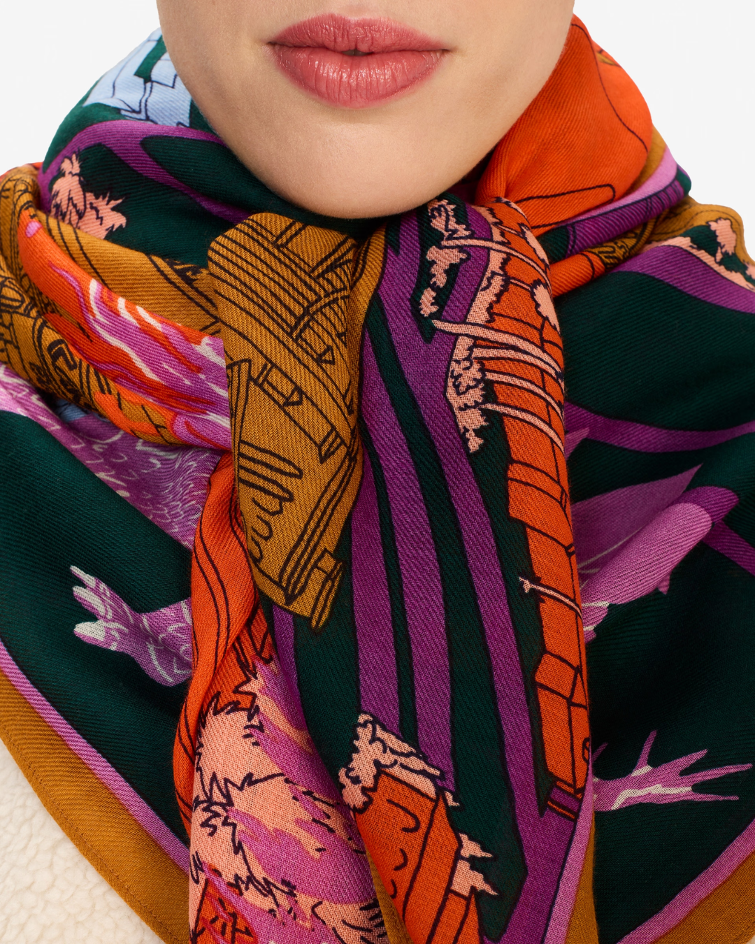 Carré 130 Vegas Violet Inouï Éditions – foulard 100 % laine 130x130 cm fabriqué en Inde