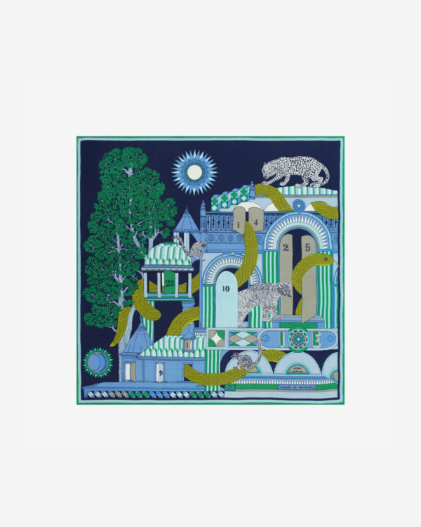 Carré Nicolas Vert Inouï Éditions – foulard 100 % laine 100x100 cm fabriqué en Inde