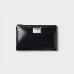 Pochette Nuit Glossy Noir en tissu recyclé – pochette compacte, brillante et déperlante pour organiser vos essentiels
