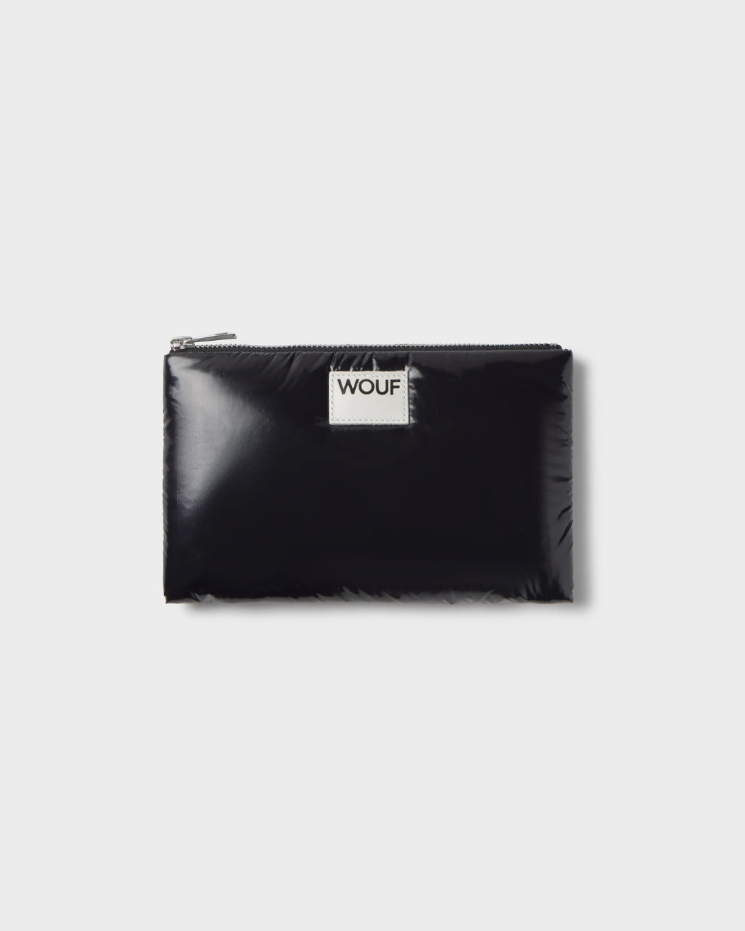 Pochette Nuit Glossy Noir en tissu recyclé – pochette compacte, brillante et déperlante pour organiser vos essentiels