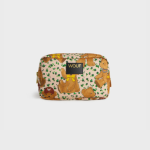Trousse de toilette imprimé oursons en tissu recyclé – trousse compacte et déperlante pour maquillage et produits de beauté