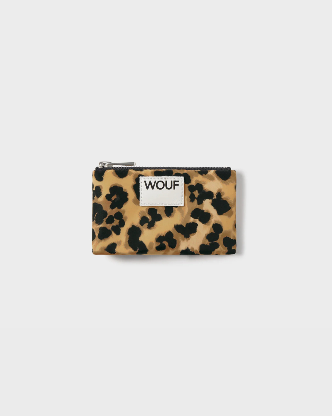 Porte-monnaie Feline léopard en tissu recyclé – compact, déperlant et pratique avec fente arrière en cuir pour cartes