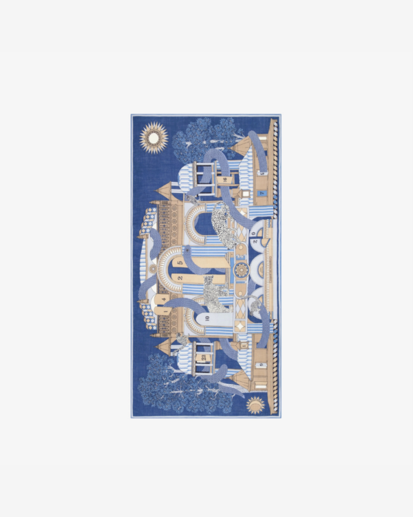 Écharpe 100 Nicolas Bleu Inouï Éditions – foulard 100 % laine, 100x190 cm, imprimé à la main en Inde