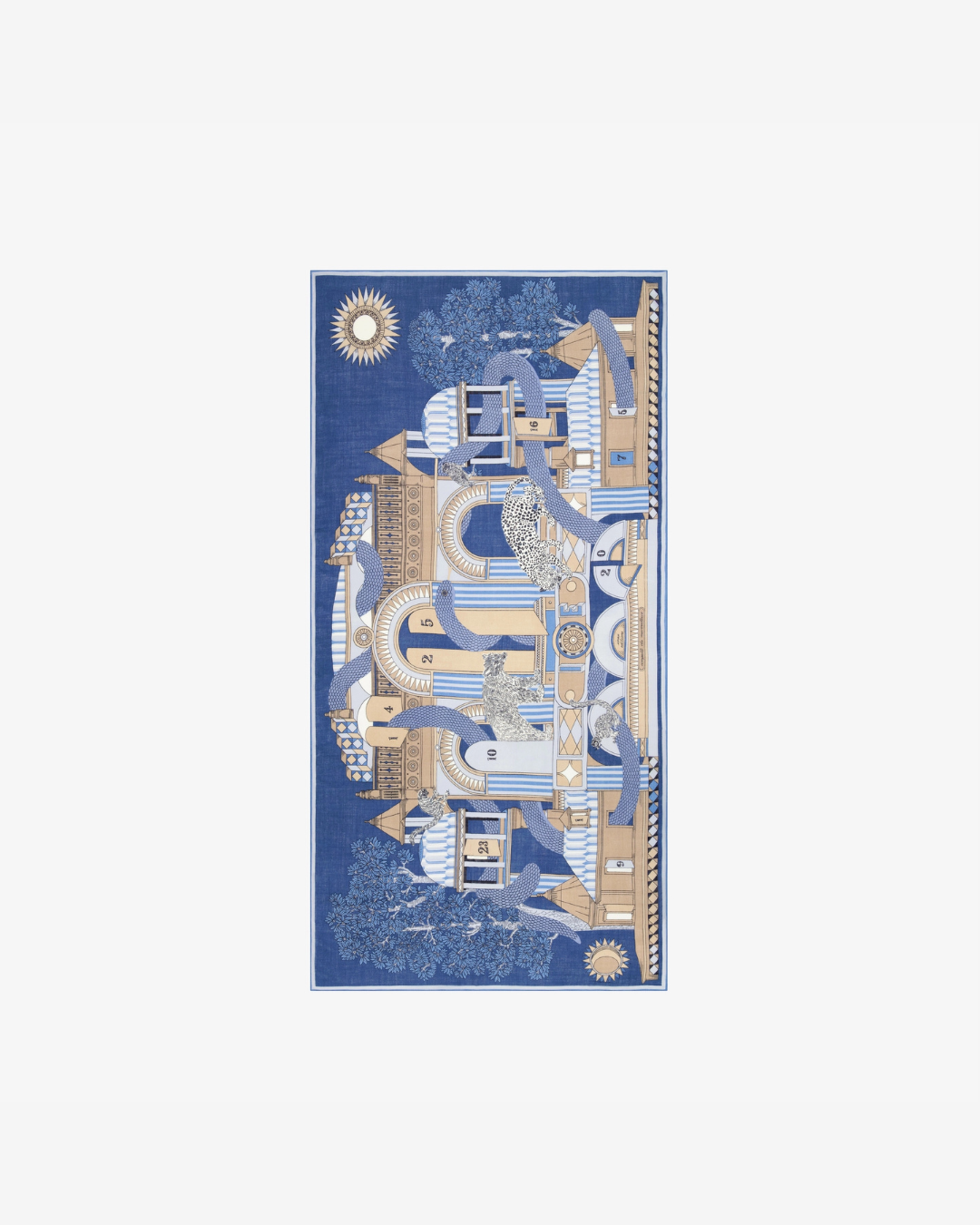 Écharpe 100 Nicolas Bleu Inouï Éditions – foulard 100 % laine, 100x190 cm, imprimé à la main en Inde
