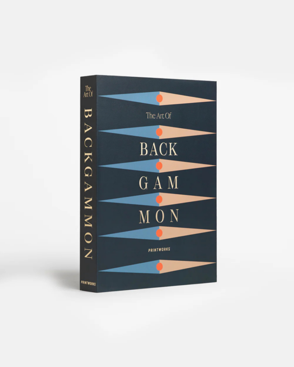 Jeu de société Backgammon Anthracite, boîte en forme de livre avec plateau en acrylique et pièces colorées.