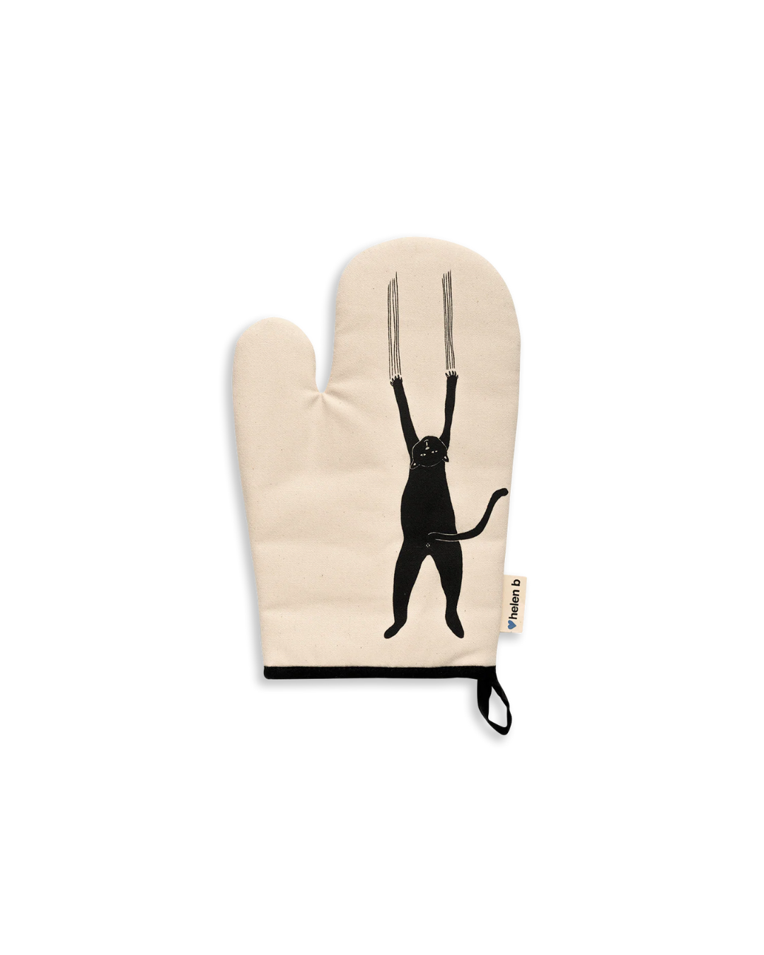 Manique Scratching Cat 31x16 cm en coton, illustration chat noir, fabriquée au Portugal