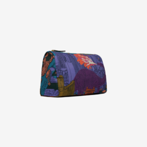 Trousse M Vegas Violet Inouï Éditions, 30x17x12 cm, polyester et cuir de bovin