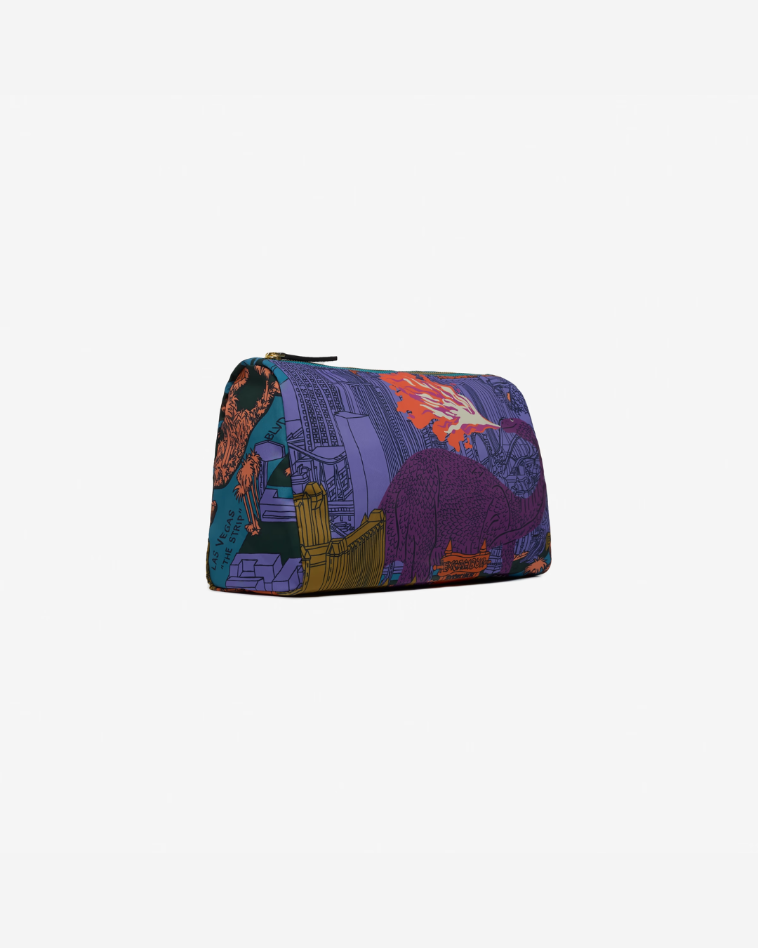 Trousse M Vegas Violet Inouï Éditions, 30x17x12 cm, polyester et cuir de bovin