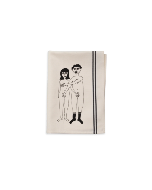Torchon Couple Nus 50x70 cm en coton, fabriqué au Portugal et imprimé localement avec encres à base d’eau