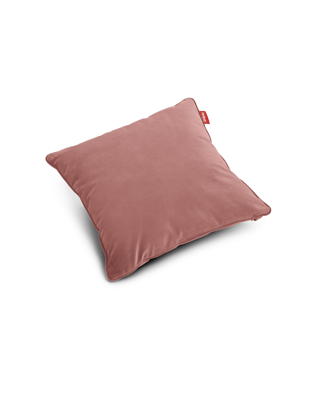 Coussin carré velours recyclé Rose Quartz, en polyester recyclé avec rembourrage en billes EPS confortables