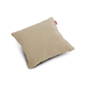 Coussin carré velours recyclé Camel en polyester 100 % recyclé avec rembourrage en billes EPS écoresponsables