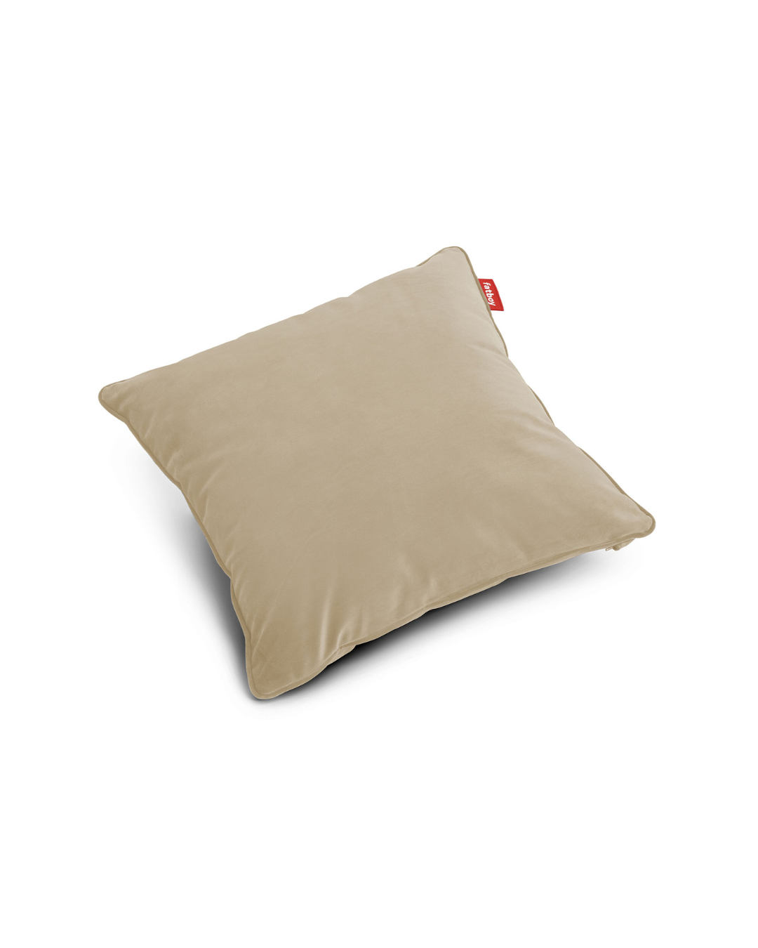 Coussin carré velours recyclé Camel en polyester 100 % recyclé avec rembourrage en billes EPS écoresponsables