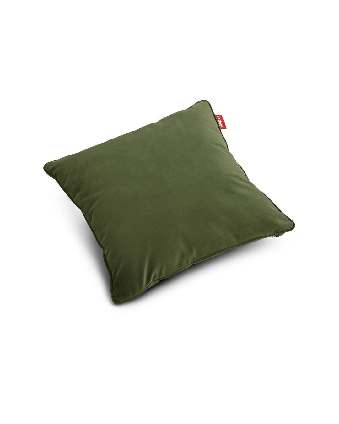 Coussin carré velours recyclé vert en polyester 100 % recyclé avec rembourrage en billes EPS écoresponsables