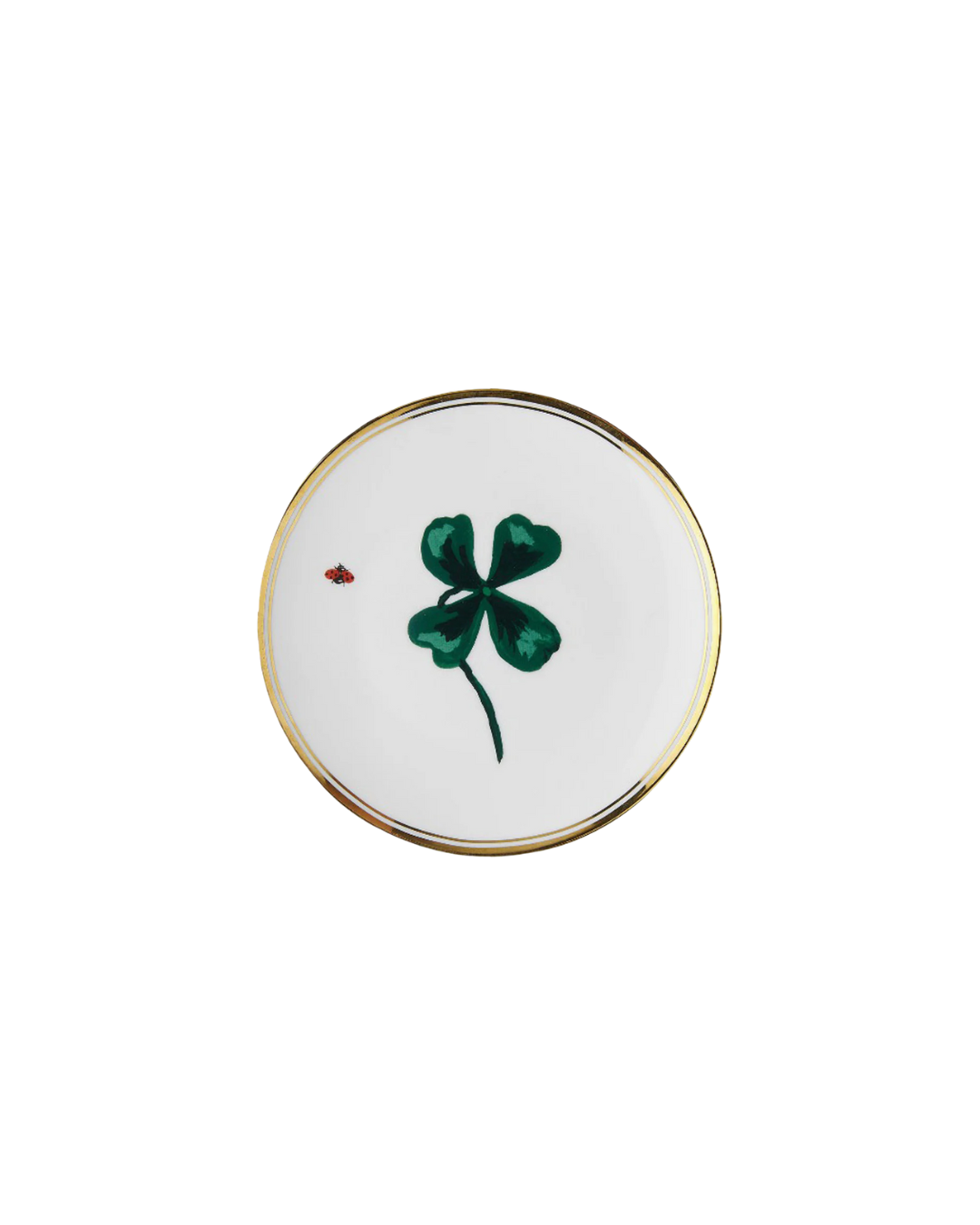 Assiette en porcelaine Bitossi Home x Funky Table 17 cm avec liseré doré et message Con Amore – vaisselle italienne design et ludique.