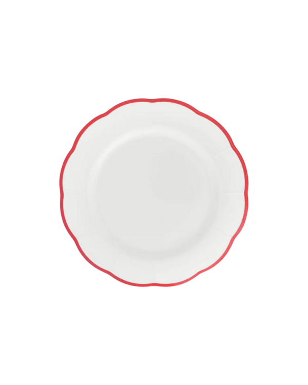 Assiette plate Bitossi Home en pierre de fer avec bordure rouge, diamètre 20,9 cm – design italien élégant et intemporel.