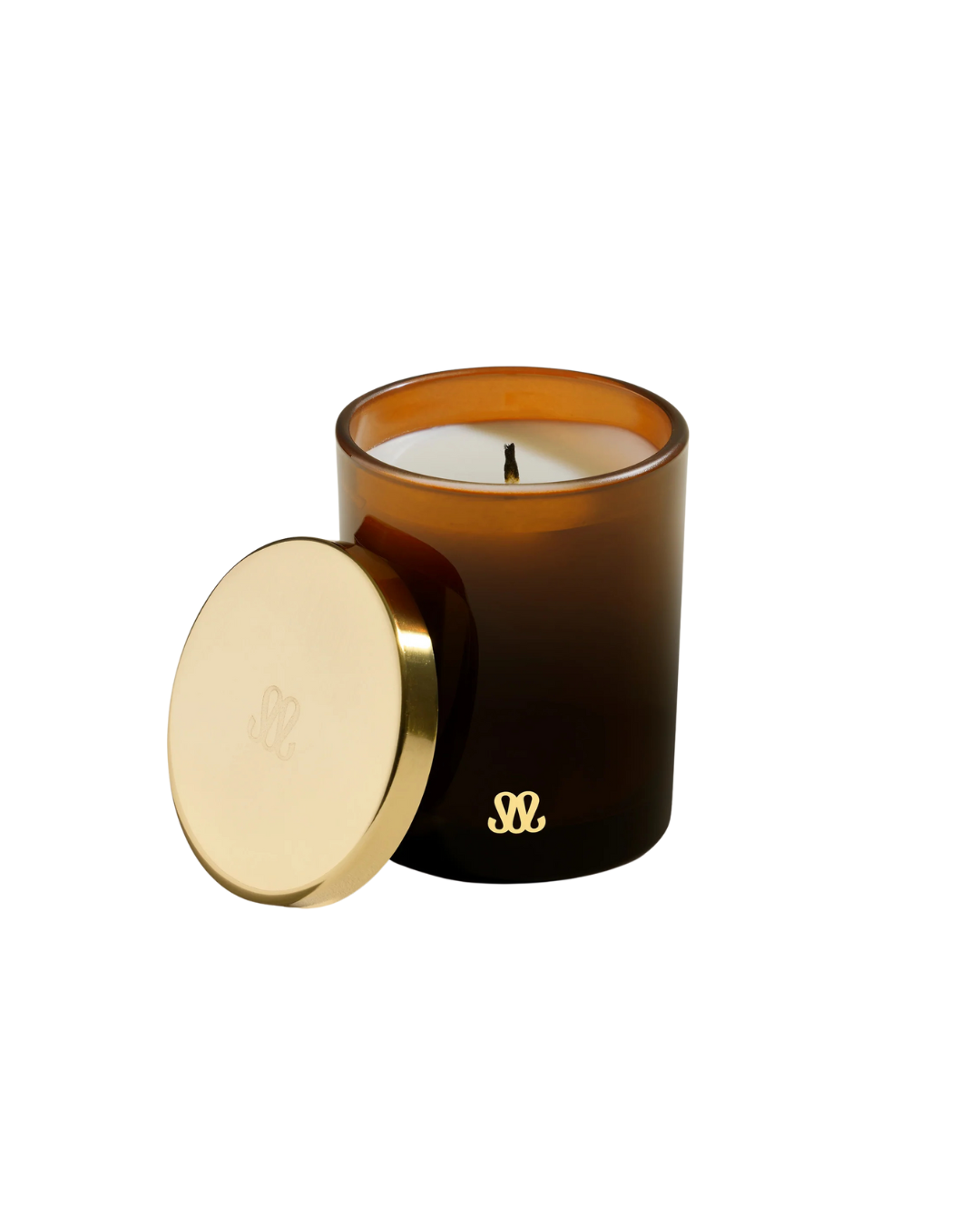Bougie Stella Aubépine en verre teinté rose poudré, Maison Sarah Lavoine, cire végétale parfumée Bois de Santal
