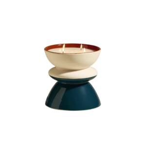 Bougie Tam Tam Bleu Sarah en céramique émaillée, senteur Narguilé boisé, 4 mèches, collaboration Maison Sarah Lavoine et Côté Bougie Marrakech