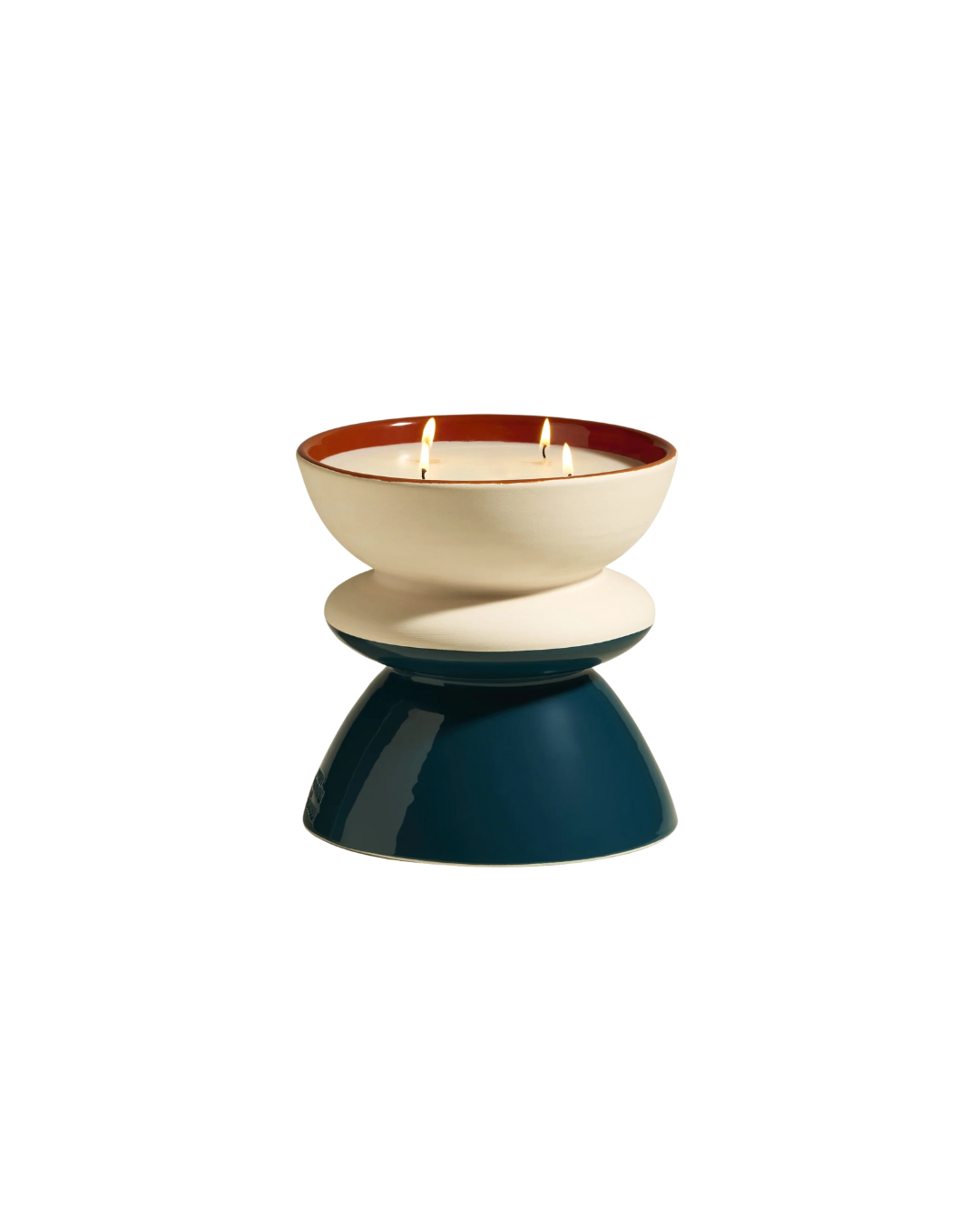 Bougie Tam Tam Bleu Sarah en céramique émaillée, senteur Narguilé boisé, 4 mèches, collaboration Maison Sarah Lavoine et Côté Bougie Marrakech