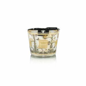 Bougie Baobab Tomorrowland Max 10 décor or et noir, parfum poire, muguet et mousse.