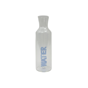 Carafe à eau bleue BazarDeluxe en verre borosilicate transparent avec lettres WATER sculptées