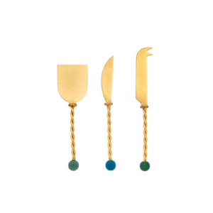 Ensemble de 3 couteaux à fromage Bitossi Home en acier doré, 20 cm – design raffiné et fonctionnel pour l’art de la table.
