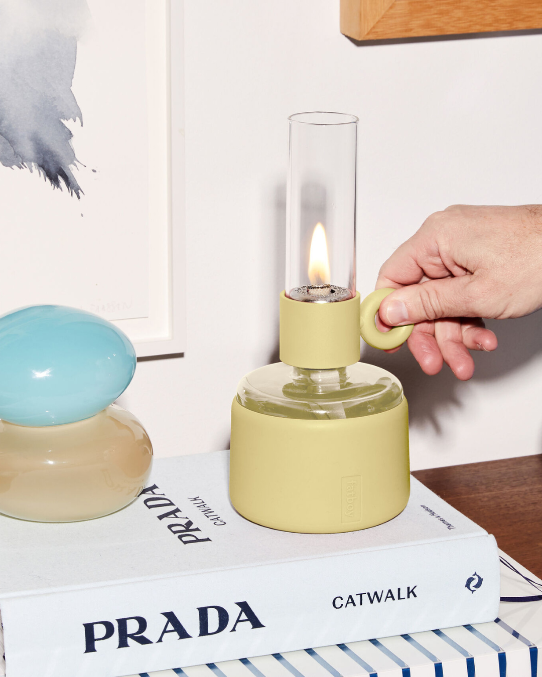 Lampe à huile Flamtastique XS Fatboy transparente avec base en silicone et mèche réglable