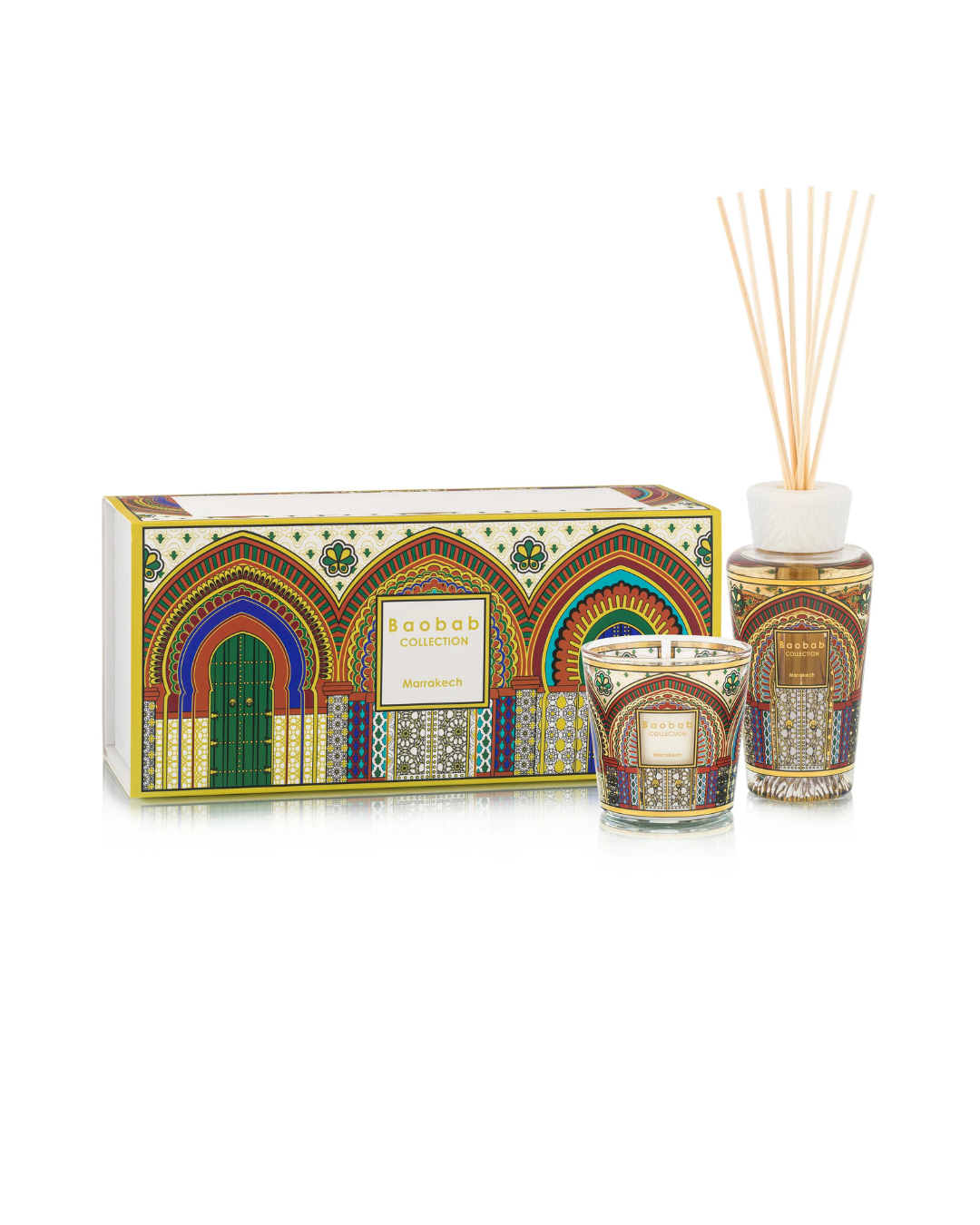 Coffret cadeau My First Baobab Marrakech avec bougie et diffuseur parfumés.