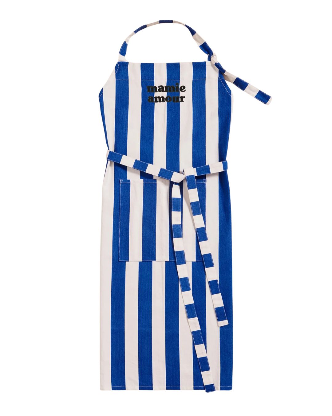 ablier Mamie Amour rayé bleu en coton biologique signé émoi émoi.