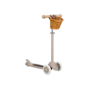 Trottinette beige à 3 roues pour enfant Banwood avec panier en osier