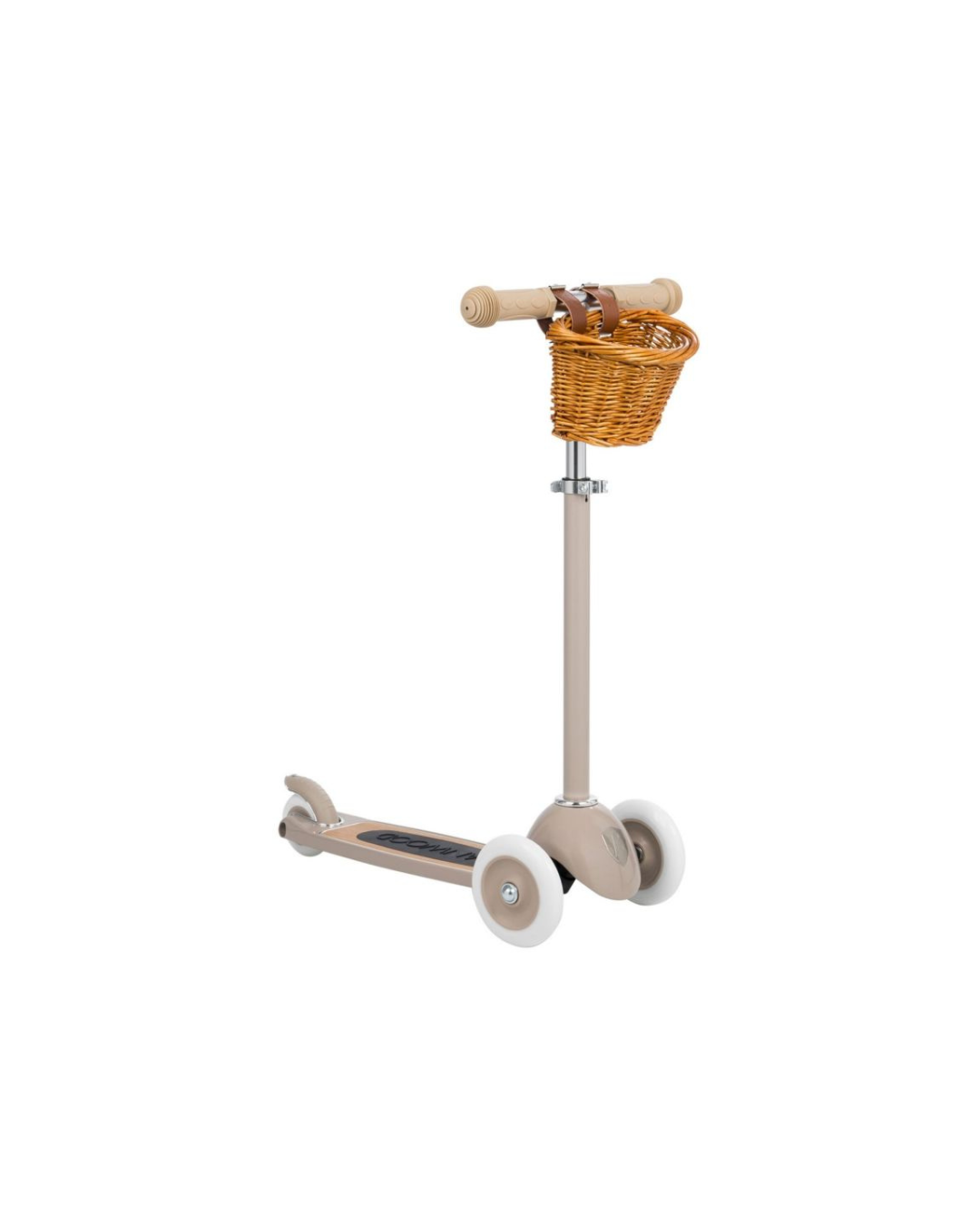 Trottinette beige à 3 roues pour enfant Banwood avec panier en osier