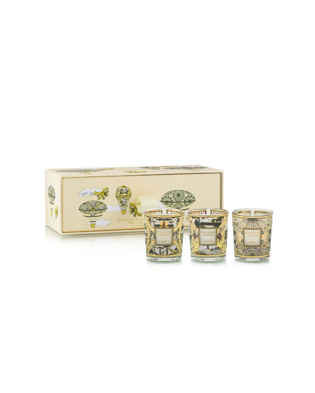 Coffret Trio Travel Candles Baobab Rosace Caravane Afrika.